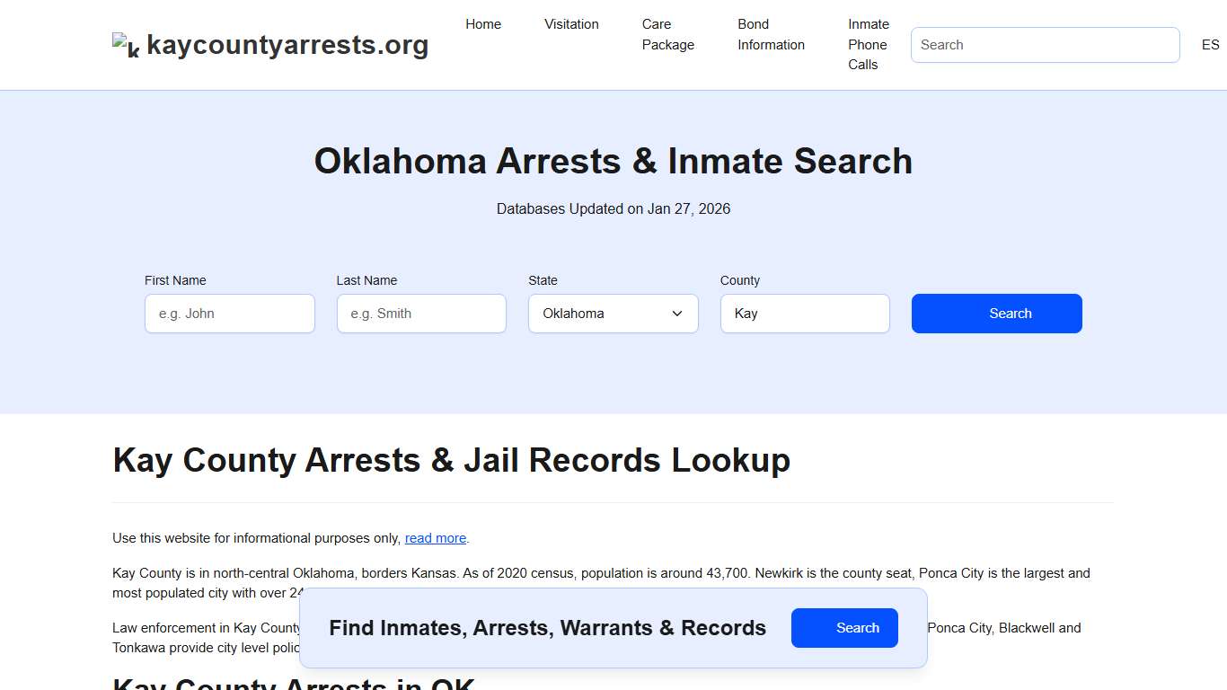Kay County, OK Arrests, Warrants, Police Records Search