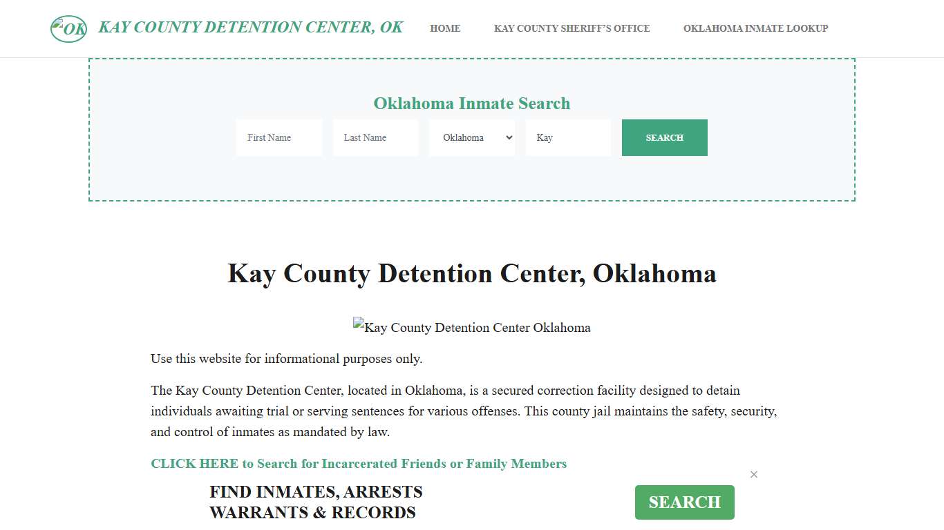 Kay County Detention Center, OK Inmate Roster, Offender Search